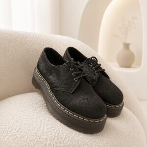 Dr. Martens 1461 Quad Black Hair-On Platform Oxford Shoes Women’s 9 Men’s 8